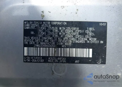 2008 Toyota Rav4 Sport из США, поврежденный, VIN JTMBD32V886060561